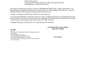 Công văn 4842/VPCP-KTN thành lập Công ty Cổ phần thực hiện Dự án BOT mở rộng QL51 và đường cao tốc Biên Hòa - Vũng Tàu