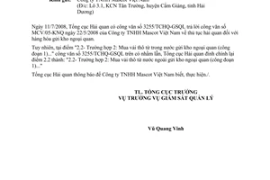 Công văn  3482/TCHQ-GSQL đính chính CV  3255/TCHQ-GSQL thủ tục hải quan đối với hàng hóa gửi kho ngoại quan