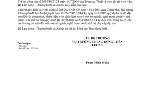 Công văn  2569/LĐTBXH-LĐTL chế độ phụ cấp đặc thù