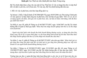 Công văn 8655/BTC-TCT chính sách thuế dịch vụ xử lý bom mìn