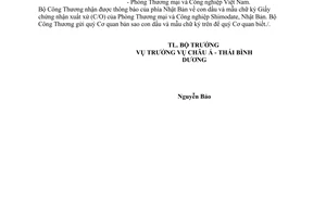 Công văn 6517/BCT-KV1 con dấu Phòng Thương mại và Công nghiệp Shimodate