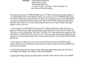 Công văn 49/BHXH thủ tục hồ sơ hưởng bảo hiểm xã hội trong quân đội