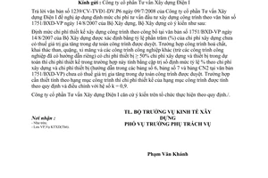 Công văn  117/BXD-KTXD Hướng dẫn thực hiện VB 1751/BXD-VP định mức chi phí tư vấn đầu tư xây dựng công trình