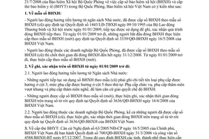 Công văn 2468/BHXH-BT cấp sổ bảo hiểm xã hội cấp thẻ bảo hiểm y tế trong Bộ Quốc Phòng