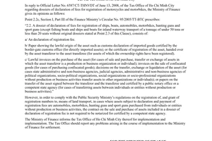 Official Dispatch No. 7866/BTC-TCT  on dossiers of declaration of registration