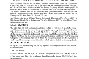 Thông báo 152/TB-VPCP kết luận Phó Thủ tướng Hoàng Trung Hải Trưởng ban chỉ đạo nhà nước quy hoạch điện VI họp giao ban ban chỉ đạo