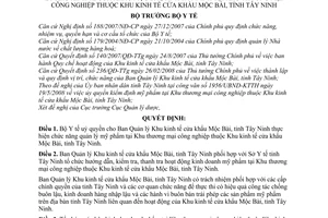 Quyết định 22/2008/QĐ-BYT uỷ quyền thực hiện chức năng quản lý mỹ phẩm cho Ban quản lý khu kinh tế cửa khẩu Mộc Bài, tỉnh Tây Ninh