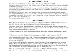 Quyết định 15/2008/QĐ-UBND bảng giá đất áp dụng trên địa bàn tỉnh Bến Tre năm 2008