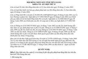 Nghị quyết 170/2008/NQ-HĐND mức thu lệ phí cấp giấy phép hoạt động điện lực Tiền Giang