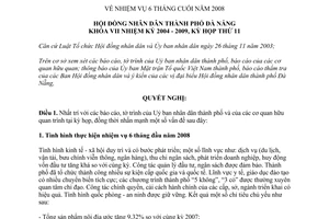 Nghị quyết 65/2008/NQ-HĐND nhiệm vụ 6 tháng cuối năm 2008 Đà Nẵng