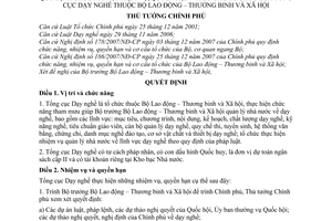 Quyết định 86/2008/QĐ-TTg quy định chức năng, nhiệm vụ, quyền hạn và cơ cấu tổ chức của Tổng Cục dạy nghề