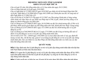 Nghị quyết 87/2008/NQ-HĐND mức thu lệ phí đăng ký cư trú