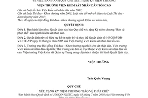 Quyết định 306/QĐ-VKSTC Quy chế xét, tặng Kỷ niệm chương