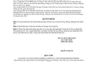 Quyết định 59/2008/QĐ-UBND Quy chế làm việc của Ban Chỉ huy Phòng, chống lụt, bão thành phố