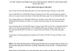 Quyết định 1325/2008/QĐ-UBND thành lập Phòng Quản lý đô thị Ủy ban nhân dan Thủ Đức HCM