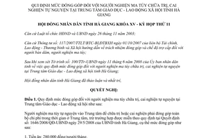 Nghị quyết 08/2008/NQ-HĐND mức đóng góp người nghiện ma tuý chữa trị cai nghiện tự nguyện Hà Giang