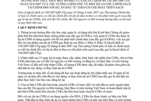 Thông tư liên tịch 58/2008/TTLT-BTC-BTN&MT cơ chế, chính sách tài chính đối với dự án đầu tư theo cơ chế phát triển sạch