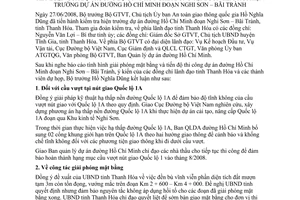 Thông báo 300/TB-BGTVT kết luận Bộ trưởng Bộ GTVT Hồ Nghĩa Dũng kiểm tra hiện trường dự án đường Hồ Chí Minh Nghi Sơn Bãi Trành