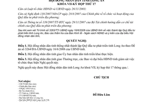 Nghị quyết 78/2008/NQ-HĐND thành lập Quỹ đầu tư phát triển Long An