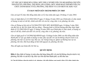 Quyết định 57/2008/QĐ-UBND số lượng phụ cấp cán bộ không chuyên trách Cần Thơ