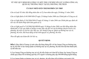 Quyết định 58/2008/QĐ-UBND số lượng mức phụ cấp lực lượng Công an xã phường