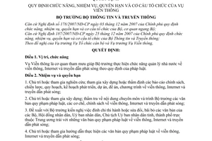 Quyết định 41/2008/QĐ-BTTTT quy định chức năng, nhiệm vụ, quyền hạn và cơ cấu tổ chức của Vụ Viễn thông