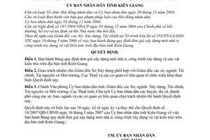 Quyết định 19/2008/QĐ-UBND Bảng quy định đơn giá xây dựng mới nhà ở,công trình xây dựng và các vật kiến trúc trên địa bàn tỉnh Kiên Giang