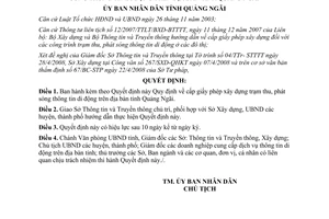Quyết định 171/2008/QĐ-UBND Quy định cấp giấy phép xây dựng trạm thu, phát sóng