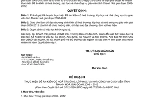Quyết định 2012/QĐ-UBND phê duyệt Kế hoạch thực hiện Đề án Kiên cố hoá