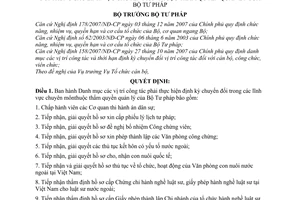 Quyết định 1277/QĐ-BTP Danh mục các vị trí công tác