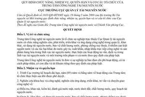 Quyết định 61/QĐ-TNN  quy định chức năng, nhiệm vụ, quyền hạn và cơ cấu tổ chức của Trung tâm Công nghệ tài nguyên nước