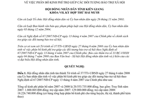 Nghị quyết số 26/2008/NQ-HĐND phân bổ kinh phí trợ giúp đối tượng bảo trợ xã hội Kiên Giang