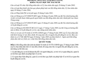Nghị quyết 30/2008/NQ-HĐND lệ phí đăng ký cư trú trên địa bàn Kiên Giang