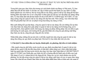 Chỉ thị 10/2008/CT-UBND quản lý trật tự xây dựng tỉnh Đắk Lắk