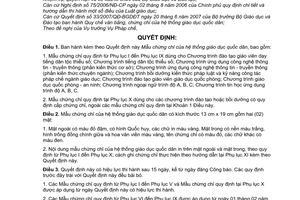 Quyết định 34/2008/QĐ-BGDĐT mẫu chứng chỉ của hệ thống giáo dục quốc dân