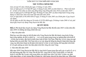 Quyết định 865/QĐ-TTG phê duyệt Quy hoạch xây dựng Vùng Duyên hải Bắc bộ đến năm 2025 và tầm nhìn đến năm 2050