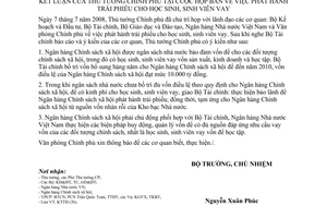 Thông báo 166/TB-VPCP kết luận Thủ tướng Chính phủ họp phát hành trái phiếu cho học sinh, sinh viên vay