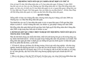 Nghị quyết 04/2008/NQ-HĐND nhiệm vụ kinh tế - xã hội 6 tháng cuối năm 2008 quận 2