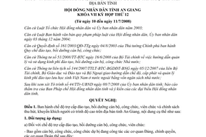 Nghị quyết 09/2008/NQ-HĐND chế độ trợ cấp đào tạo bồi dưỡng cán bộ công