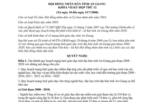 Nghị quyết 07/2008/NQ-HĐND mạng lưới giáo dục tỉnh An Giang 2008 2020