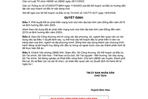 Quyết định1921/QĐ-UBND đề án phát triển mạng lưới chợ Lâm Đồng đến năm 2015