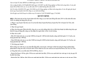 Quyết định 1929/QĐ-UBND năm 2008 phát triển bền vững ca cao Lâm Đồng đến 2010 tầm nhìn đến 2020