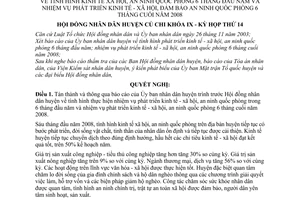 Nghị quyết 16/2008/NQ-HĐND tình hình kinh tế xã hội, an ninh quốc phòng 6 tháng đầu năm và 6 tháng cuối 2008