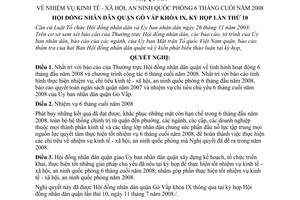 Nghị quyết 16/2008/NQ-HĐND nhiệm vụ kinh tế - xã hội, an ninh quốc phòng 6 tháng cuối năm 2008quận Gò Vấp
