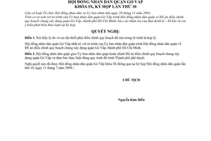 Nghị quyết 19/2008/NQ-HĐND điều chỉnh quy hoạch chung xây dựng quận Gò Vấp, thành phố Hồ Chí Minh quận Gò Vấp