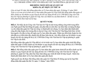 Nghị quyết 21/2008/NQ-HĐND điều chỉnh cục bộ nhiệm vụ quy hoạch chi tiết xây dựng đô thị tỷ lệ 1/500 khu công viên văn hóa Gò Vấp