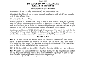 Nghị quyết 05/2008/NQ-HĐND sửa đổi giá các loại đất An Giang năm 2008