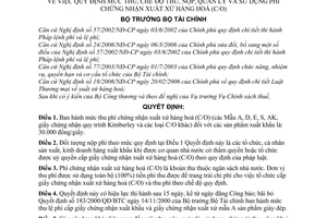 Quyết định 50/2008/QĐ-BTC quy định mức thu, chế độ thu, nộp, quản lý và sử dụng phí chứng nhận xuất xứ hàng hoá (C/O)