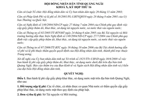 Nghị quyết 42/2008/NQ-HĐND lệ phí cấp giấy phép khai thác nước mặt Quảng Ngãi