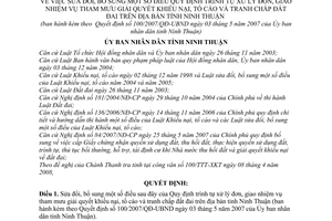 Quyết định 177/2008/QĐ-UBND bổ sung quy định trình tự xử lý đơn,giao nhiệm vụ tham mưu giải quyết khiếu nại, tố cáo,tranh chấp đất đai tỉnh Ninh Thuận